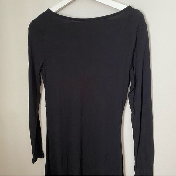 BP Dress Long Sleeve V-Neck Mini Black Solid Casual Neutral - Picture 7 of 10